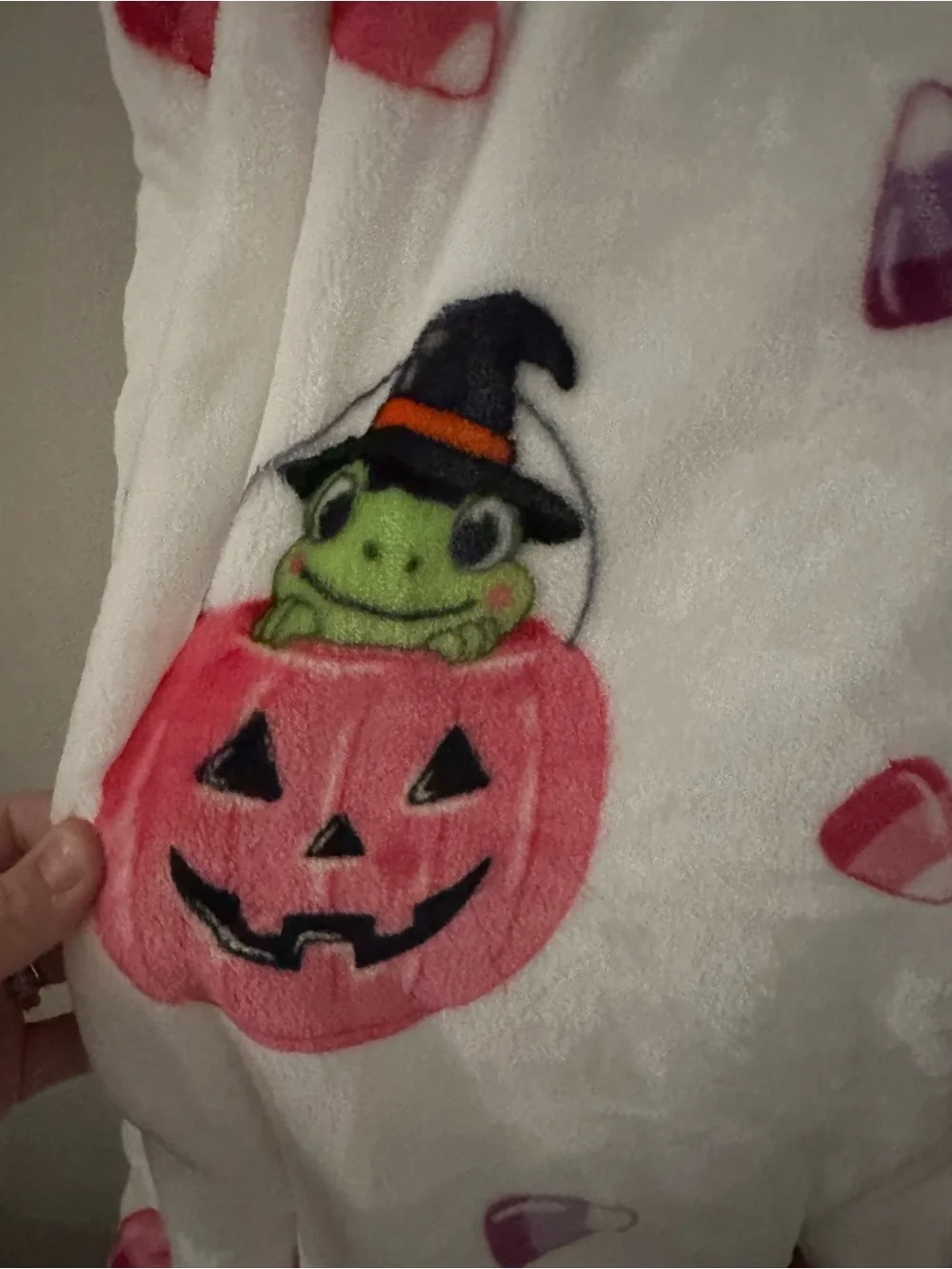 Booville Halloween Frog Witch Pumpkin Candy Corn Velvet Soft Throw Blanket 60x70